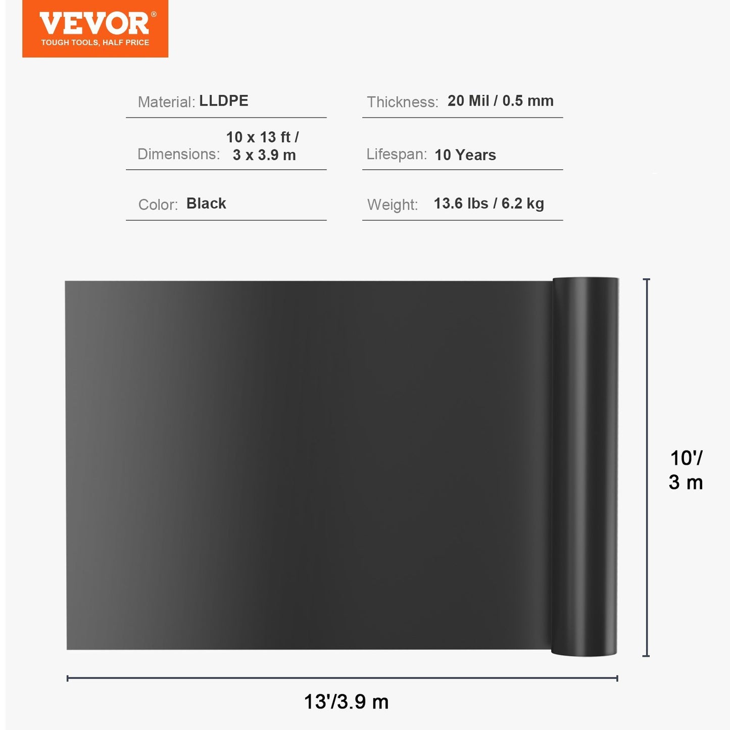 VEVOR 10x13 Ft Pond Liner
