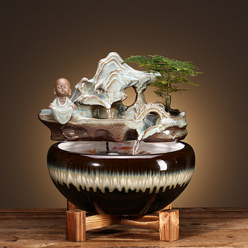 Ceramic Wealth Fountain Decor