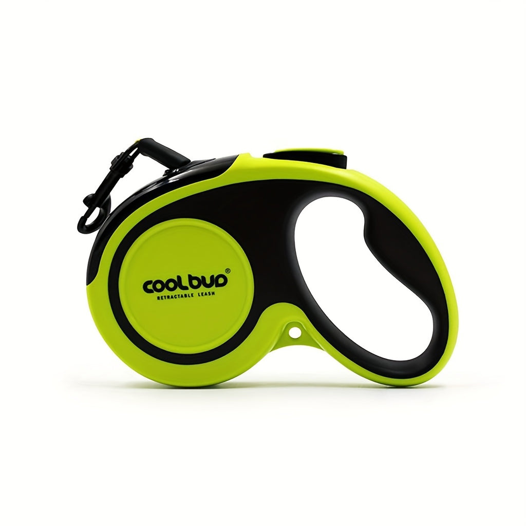 Heavy-Duty Retractable Dog Leash For Large Dogs Up To 49.9 KG - 4.88meter High-Reflective Nylon, Anti-Slip Handle, One-Button , Green And Black