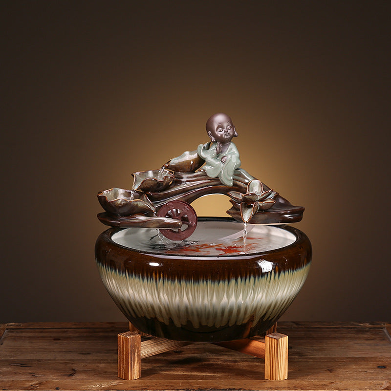 Ceramic Wealth Fountain Decor