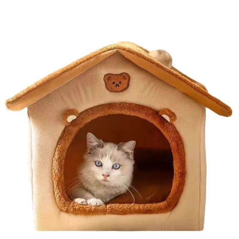 Warm Washable Pet House Brown 