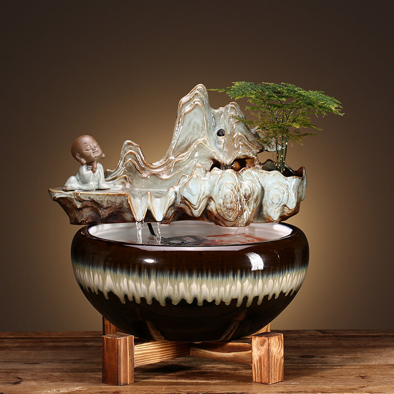 Ceramic Wealth Fountain Decor