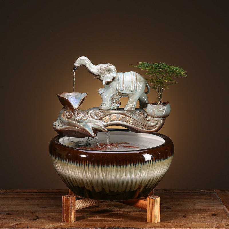 Ceramic Wealth Fountain Decor