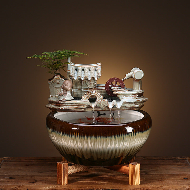 Ceramic Wealth Fountain Decor