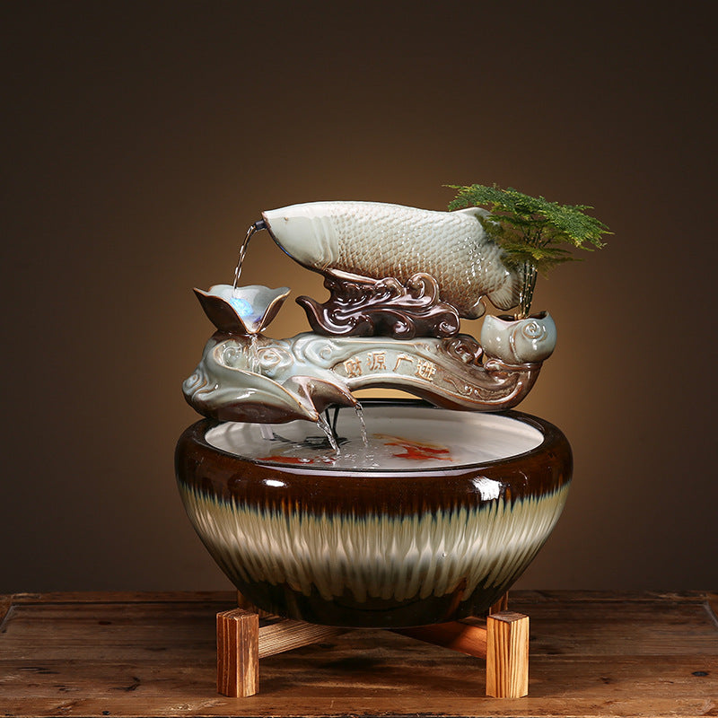 Ceramic Wealth Fountain Decor